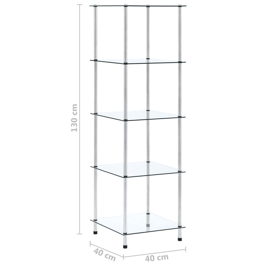 vidaXL 5-Tier Shelf Transparent 40x40x130 cm Tempered Glass