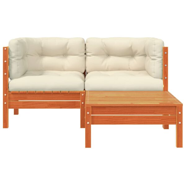 vidaXL Garden Sofa with Cushions and Footstool 2-Seater
