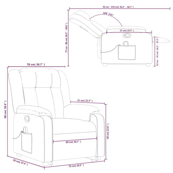 vidaXL Stand up Massage Recliner Chair Dark Green Fabric