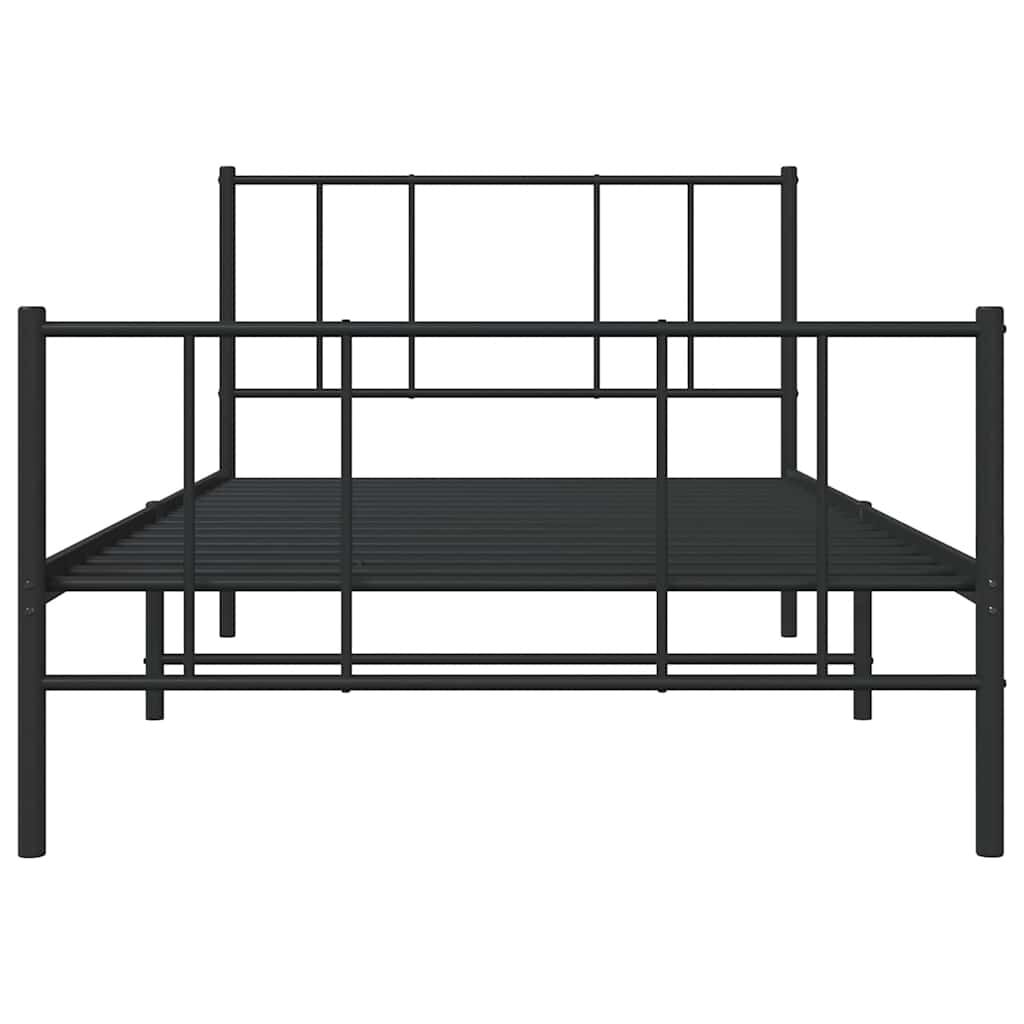 vidaXL Metal Bed Frame without Mattress with Footboard Black 100x190cm