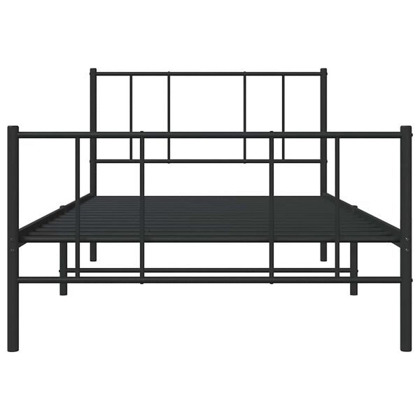 vidaXL Metal Bed Frame without Mattress with Footboard Black 100x190cm