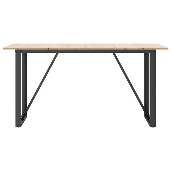 vidaXL Dining Table O-Frame 160x80x75 cm Solid Wood Pine and Steel
