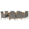 vidaXL 9 Piece Garden Dining Set with Cushions Grey