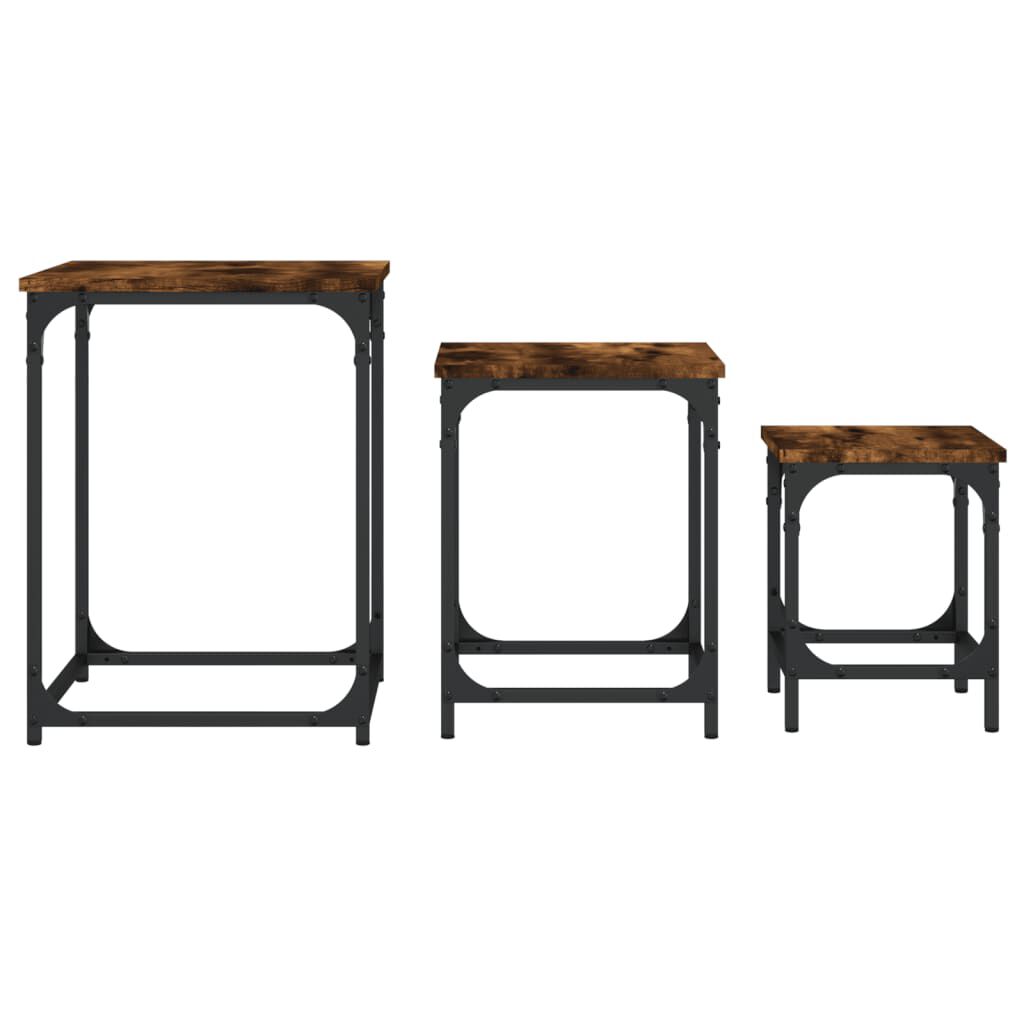 vidaXL Nesting Coffee Tables 3 pcs Smoked Oak Engineered Wood