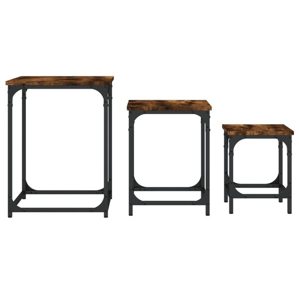 vidaXL Nesting Coffee Tables 3 pcs Smoked Oak Engineered Wood