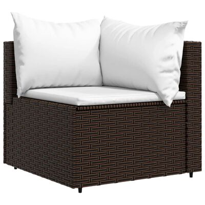 vidaXL 4 Piece Garden Lounge Set with Cushions Brown Poly Rattan