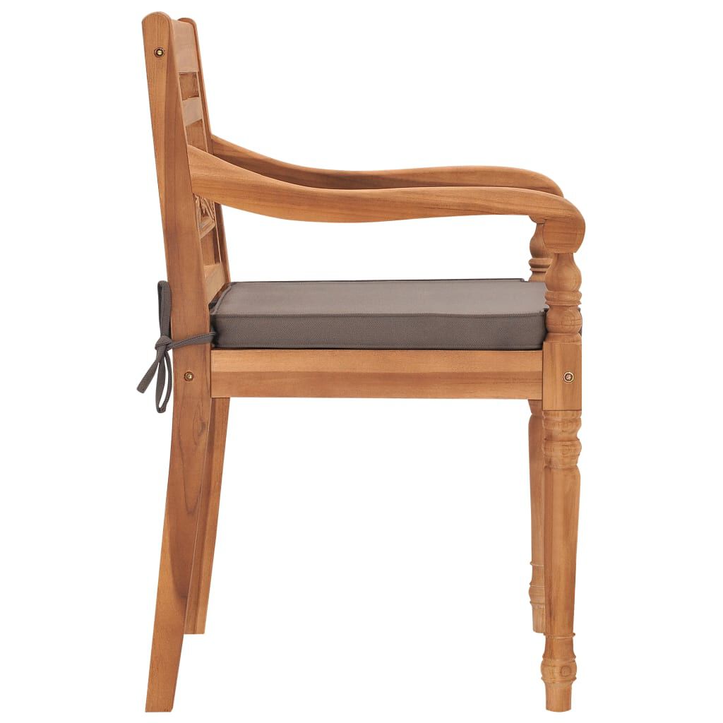 vidaXL Batavia Chairs 2 pcs with Dark Grey Cushions Solid Teak Wood