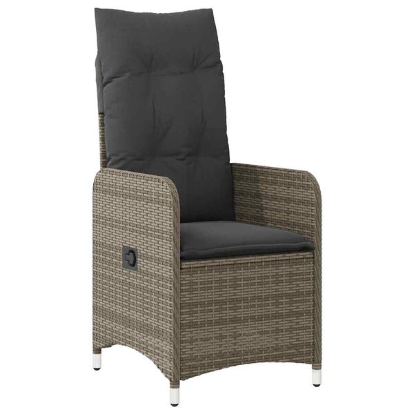 vidaXL 11 Piece Garden Bistro Set with Cushions Grey Poly Rattan