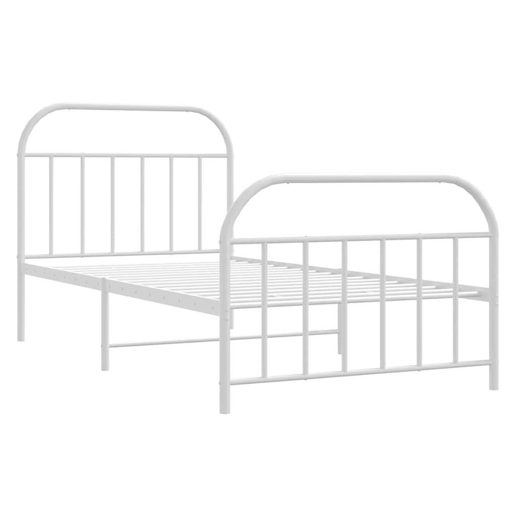 vidaXL Metal Bed Frame without Mattress with Footboard White 100x190cm