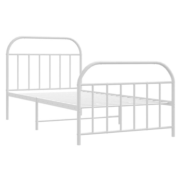 vidaXL Metal Bed Frame without Mattress with Footboard White 100x190cm