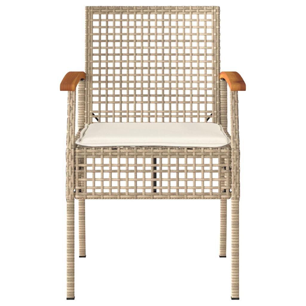 vidaXL Garden Chairs with Cushions 2 pcs Beige Poly Rattan Acacia Wood