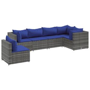 vidaXL 6 Piece Garden Lounge Set with Cushions Grey Poly Rattan