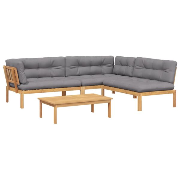 vidaXL 4 Piece Garden Pallet Sofa Set with Cushions Solid Wood Acacia