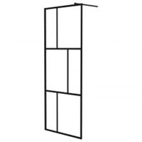 vidaXL Walk-in Shower Wall with Shelf Black 90x195 cm ESG Glass&Aluminium