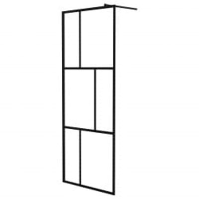 vidaXL Walk-in Shower Wall with Shelf Black 90x195 cm ESG Glass&Aluminium