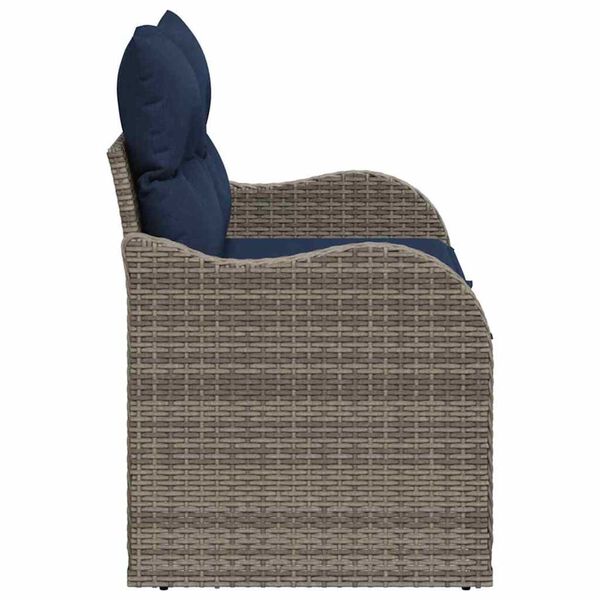 vidaXL Garden Sofa with Cushion Grey 121 x 62 x 69cm Poly Rattan