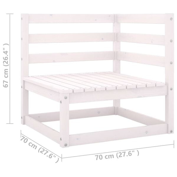 vidaXL 2 Piece Garden Lounge Set with Cushions White Solid Pinewood