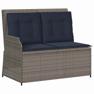 vidaXL Garden Bench with Cushion Grey Poly rattan