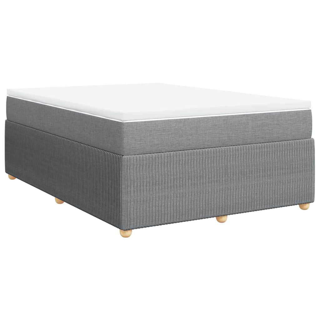 vidaXL Box Spring Bed with Mattress Light Grey Queen Fabric
