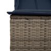 vidaXL Double Sun Lounger with Roof and Curtains Grey Poly Rattan