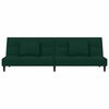 vidaXL 2-Seater Sofa Bed with Two Pillows Dark Green Velvet