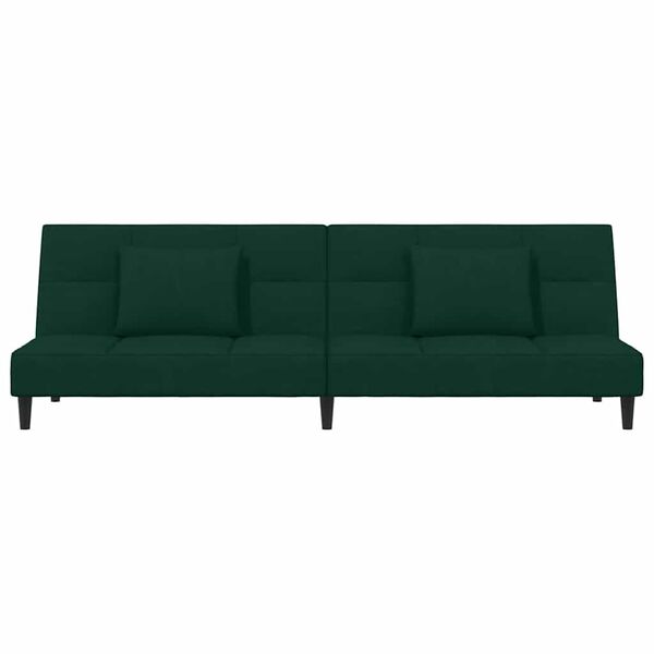 vidaXL 2-Seater Sofa Bed with Two Pillows Dark Green Velvet