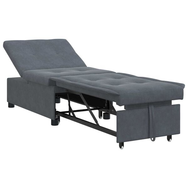 vidaXL Sofa Bed 3-in-1 Pull-Out Design Dark Grey Velvet