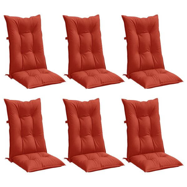vidaXL Highback Chair Cushions 6 pcs Melange Red 120x50x7 cm Fabric