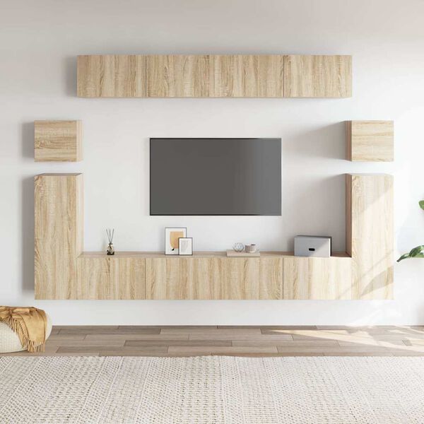 vidaXL 8 Piece TV Cabinet Set Sonoma Oak Engineered Wood