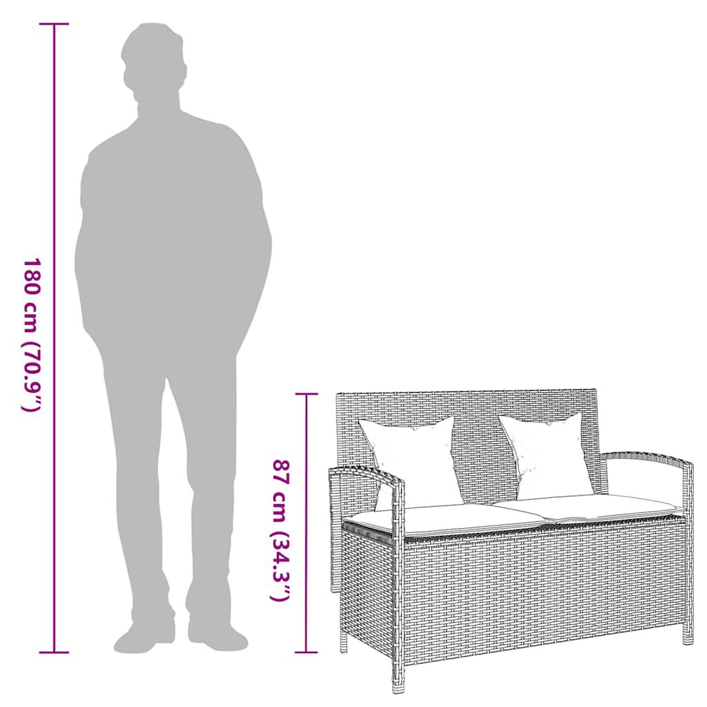 vidaXL Garden Storage Bench with Cushion Grey Poly Rattan