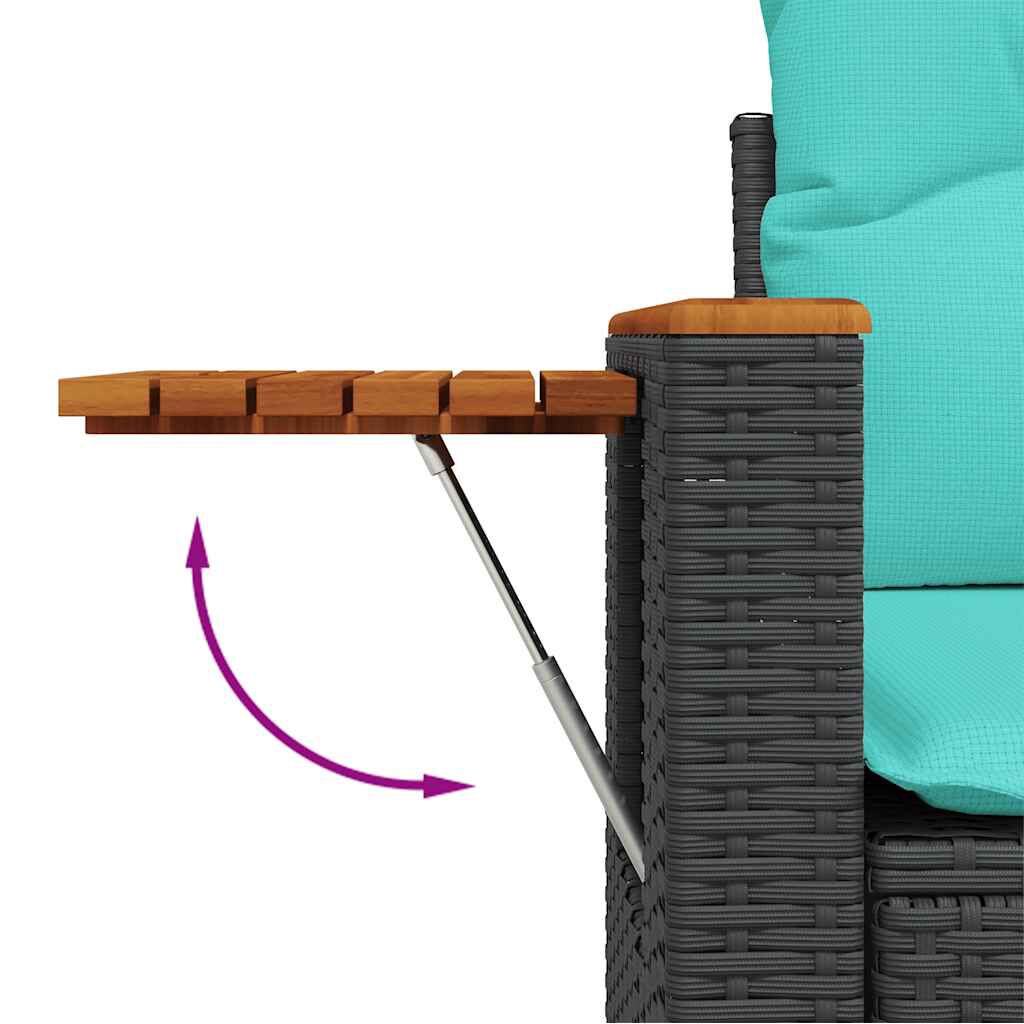 vidaXL 7 Piece Garden Sofa Set with Cushions Black Poly Rattan