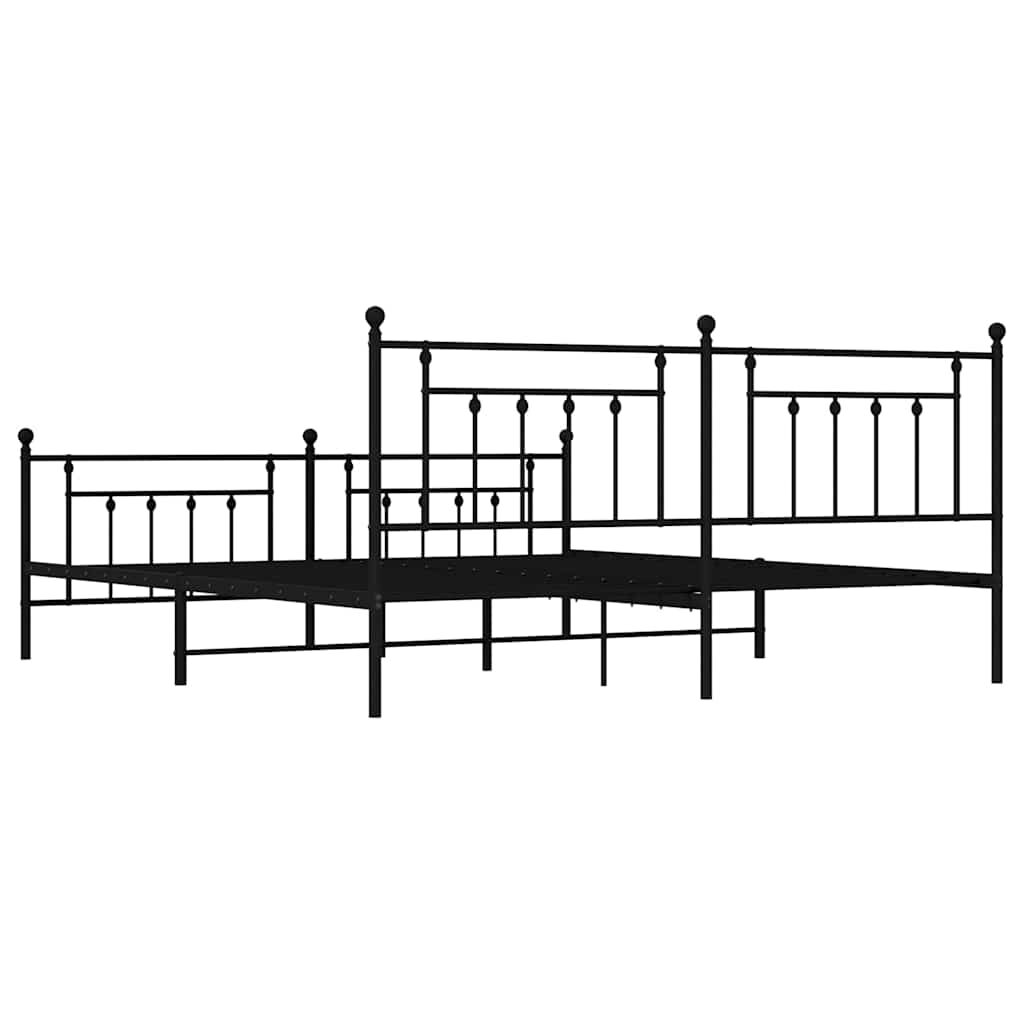 vidaXL Metal Bed Frame without Mattress with Footboard Black 193x203cm