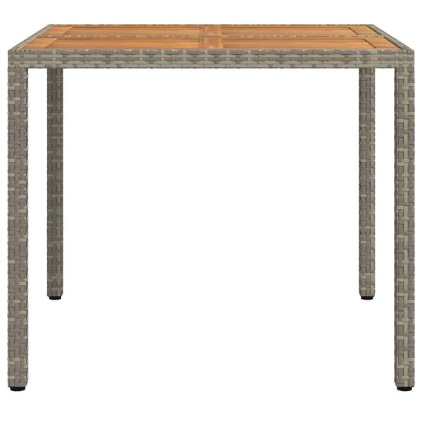 vidaXL Garden Table Grey 90 x 90 x 75 cm Poly Rattan