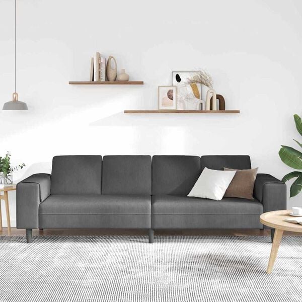 Fabric Sofa with Cushion Dark Grey Corduroy fabric