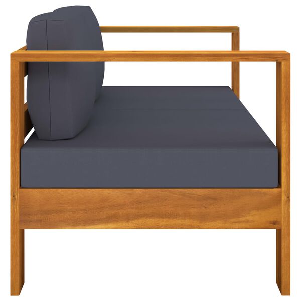 vidaXL 10 Piece Garden Lounge Set with Dark Grey Cushions Acacia Wood