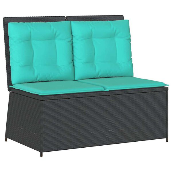 vidaXL Garden Bench with Cushion Black Poly rattan