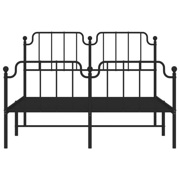vidaXL Metal Bed Frame without Mattress with Footboard Black 150x200cm