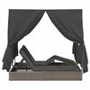 vidaXL Double Sun Lounger with Roof Grey 205 x 129 x 200 cm PE rattan