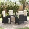 vidaXL Garden Dining Set with Cushion 5 pcs Black Poly Rattan