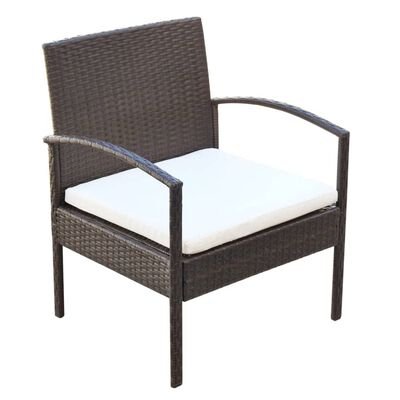 vidaXL 4 Piece Garden Lounge Set with Cushions Poly Rattan Brown