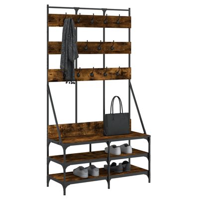 vidaXL Clothes Rack with Shoe Storage Smoked Oak 100x40x184 cm