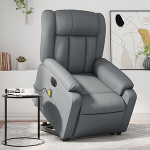 vidaXL Electric Stand up Massage Recliner Chair Grey Faux Leather