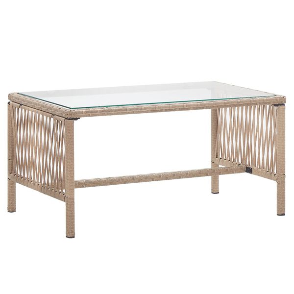 vidaXL 4 Piece Garden Lounge Set with Cushion Poly Rattan Beige