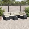 vidaXL 9 Piece Garden Sofa Set with Cushions Black Poly Rattan