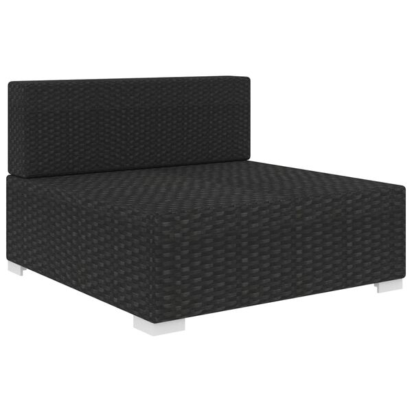 vidaXL Sectional Middle Seat with Cushions Poly Rattan Black