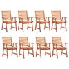 vidaXL Outdoor Dining Chairs 8 pcs with Cushions Solid Acacia Wood