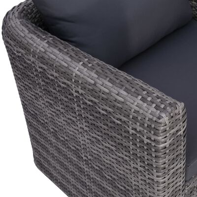 vidaXL Garden Chair with Cushion and Pillow Poly Rattan Grey