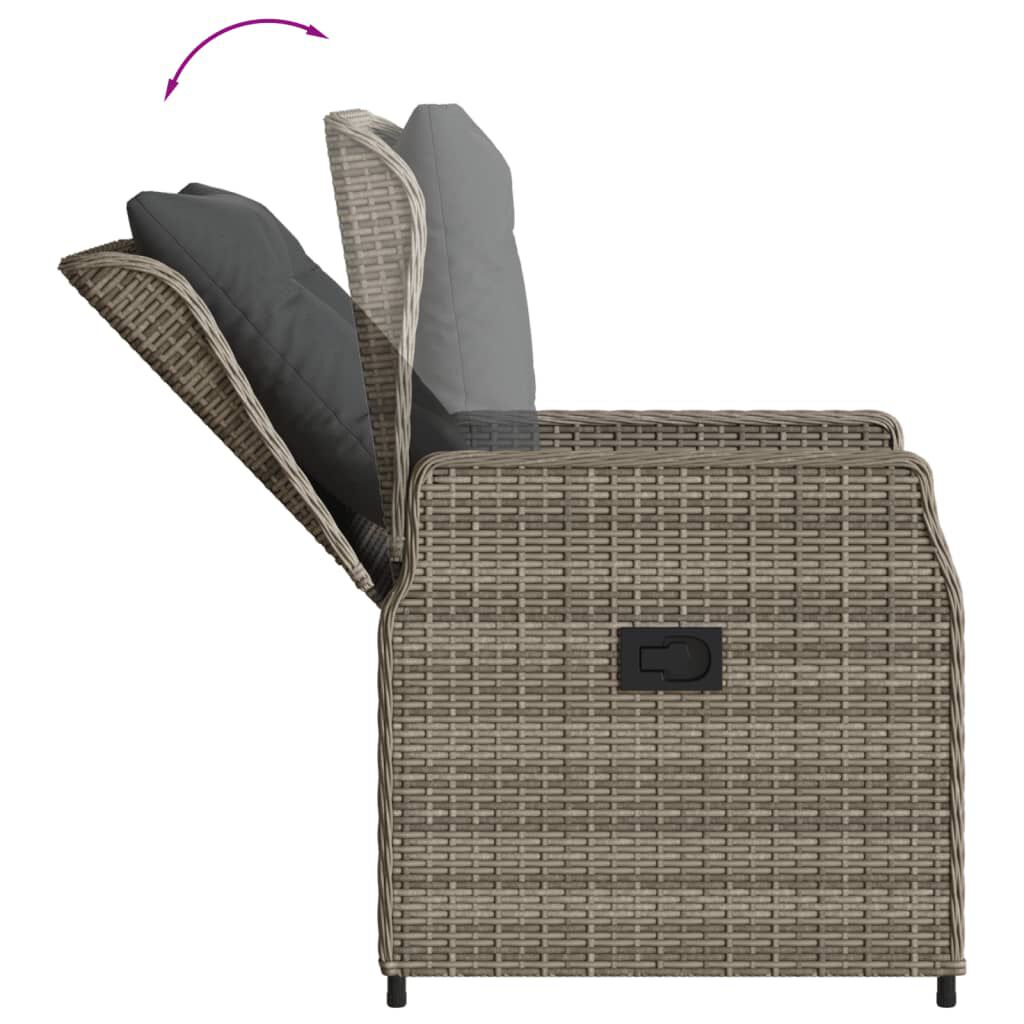 vidaXL Reclining Garden Chairs 2 pcs Grey Poly Rattan