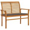 vidaXL Garden Bench with Taupe Cushion 112 cm Solid Teak Wood