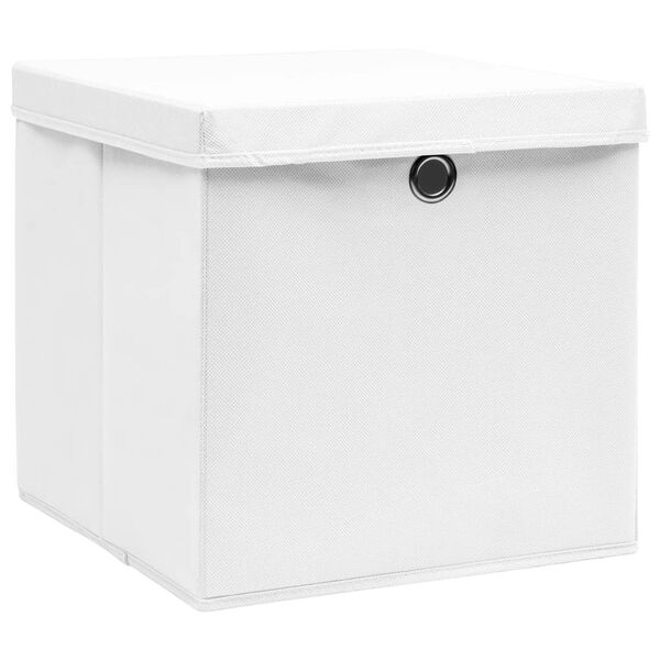 vidaXL Storage Boxes with Covers 4 pcs 28x28x28 cm White